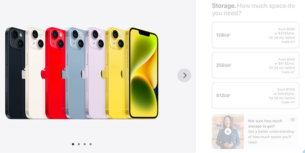 Giá bán chính thức của các dòng máy được Apple cung cấp
